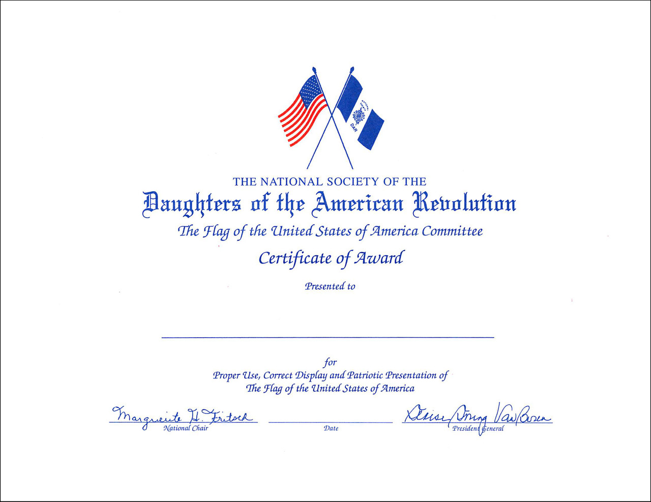 Flag certificate